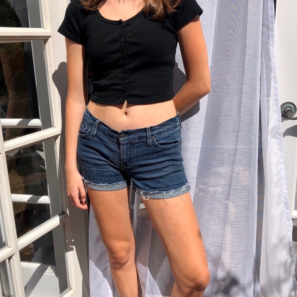 Cuffed and frayed jean shorts